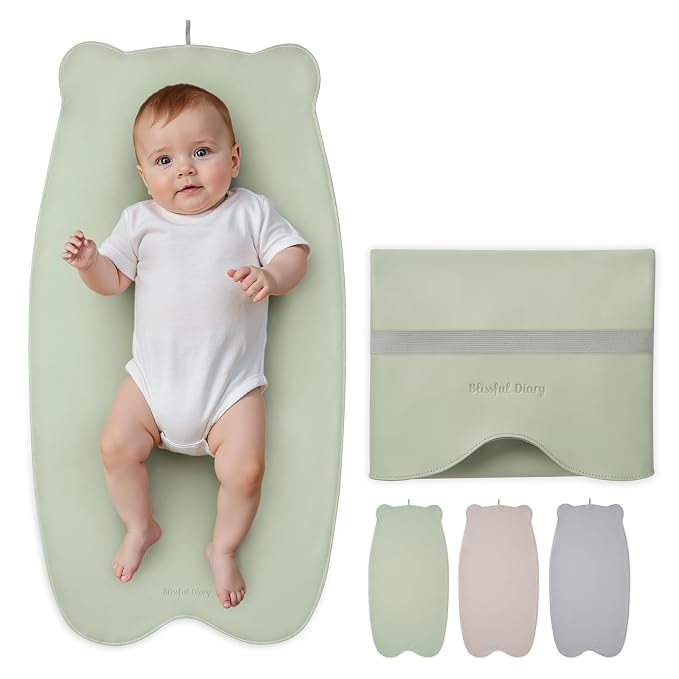 Blissful Diary Vegan Leather Portable Changing Pad, Wipeable & Waterproof Baby by ForEveryBabysBetterLife