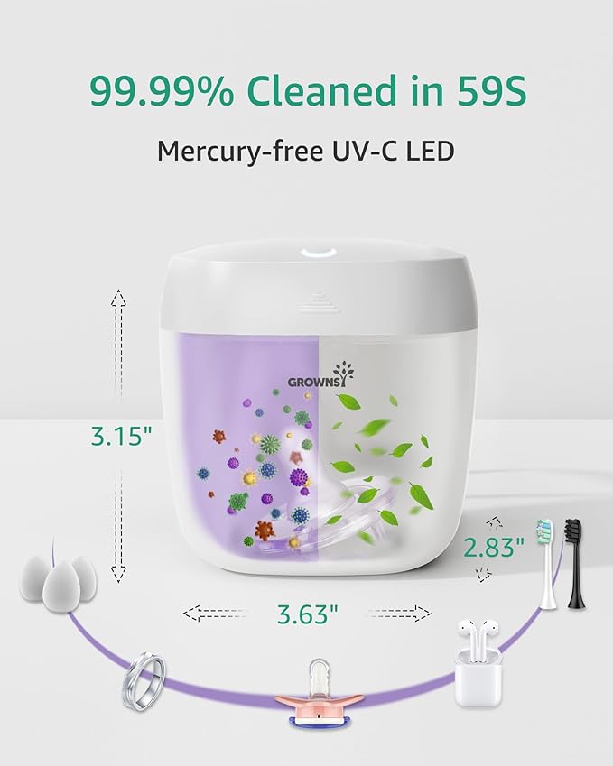 GROWNSY Pacifier Sanitizer Portable, UV Light Sanitizer on The Go, USB Charging - Image 4