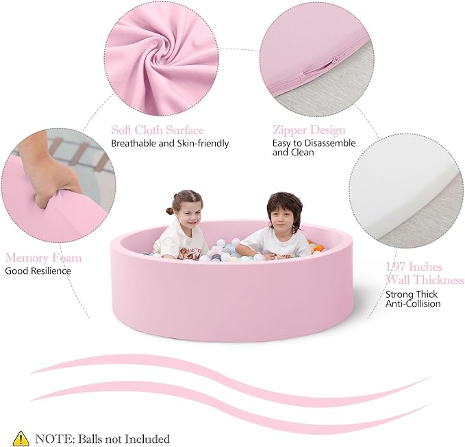 Ball Pit for Toddlers, 35.4"x 11.8" Foam Ball Pits, Indoor Soft Round Baby - Image 2
