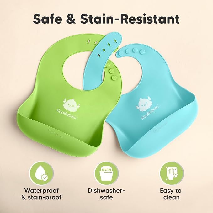 KeaBabies 2-Pack Silicone Baby Bibs - Image 6