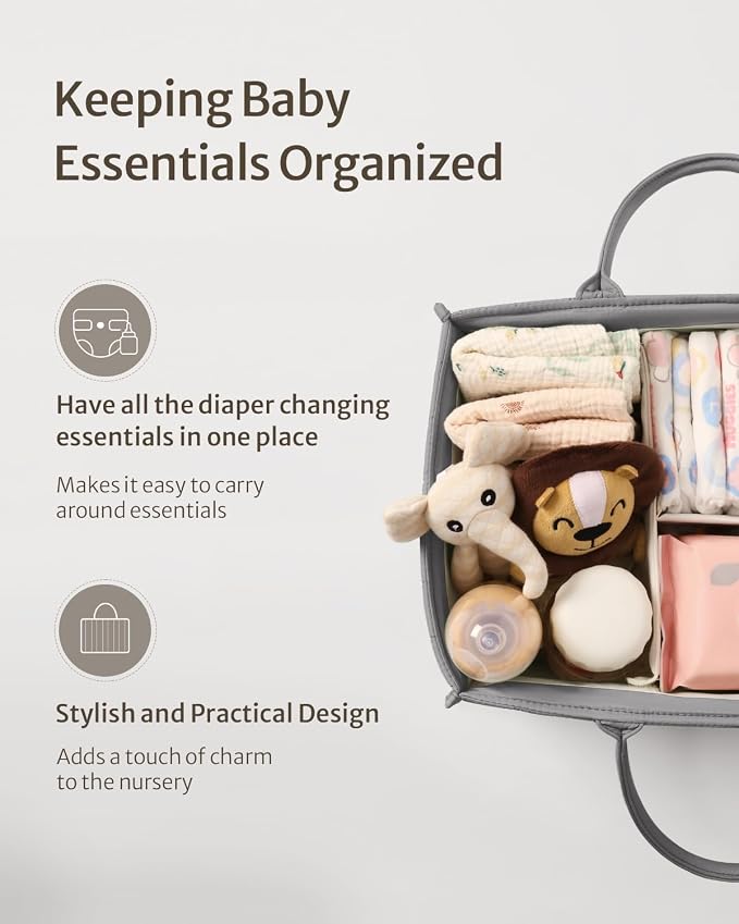 Blissful Diary Baby Diaper Caddy Organizer, Stylish Storage Basket - Image 2