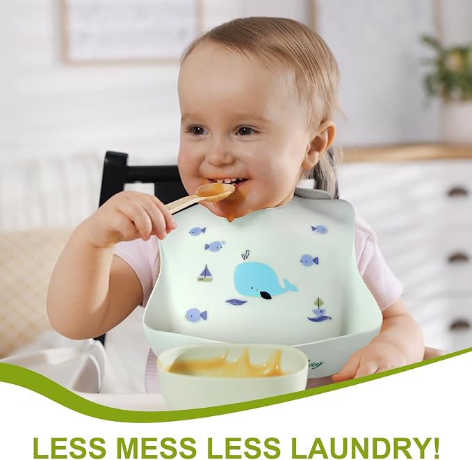 Accmor Silicone Baby Bibs, Waterproof Soft Bibs - Image 3