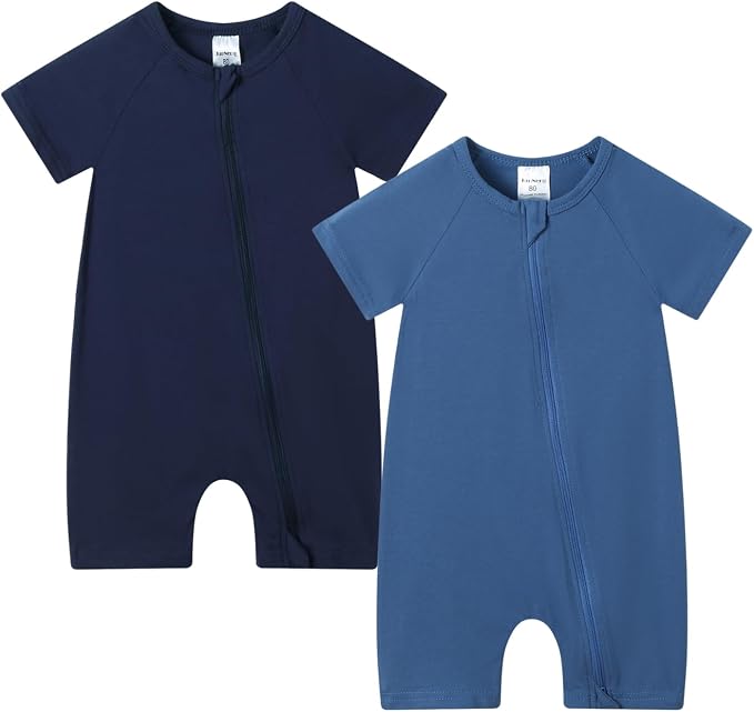 JunNeng 2 Pack Footless Long/Short Sleeve Baby Romper by JunNeng