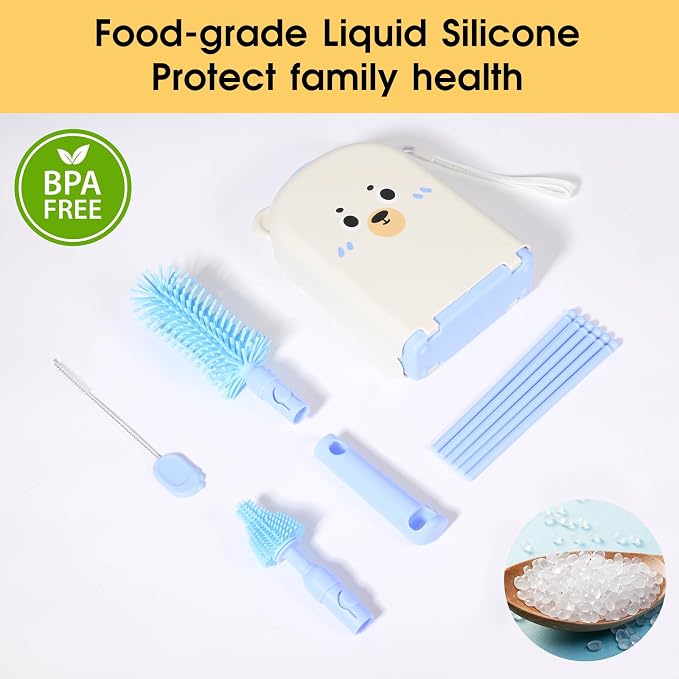 Portable Baby Bottle Brush Set, 7-in-1 Travel Baby Bottle Cleaning Kit - Image 5