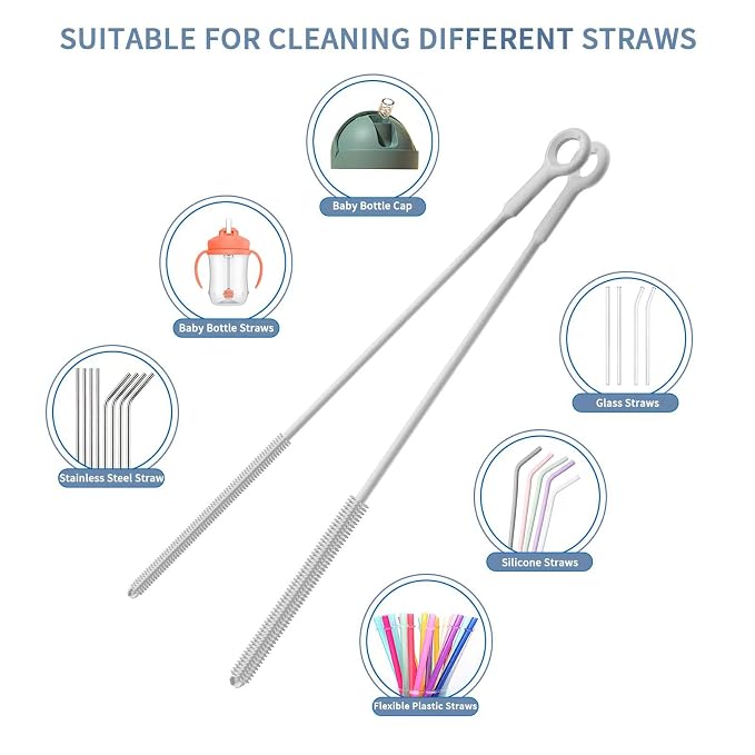 Reusable Silicone Straw Cleaner Brush Set, Flexible&Bendable Design, Dishwasher - Image 7