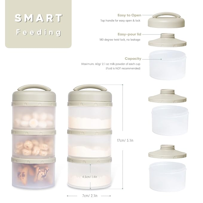 Termichy Stackable Formula Dispenser Portable Milk Powder Container, 2 Pack - Image 2
