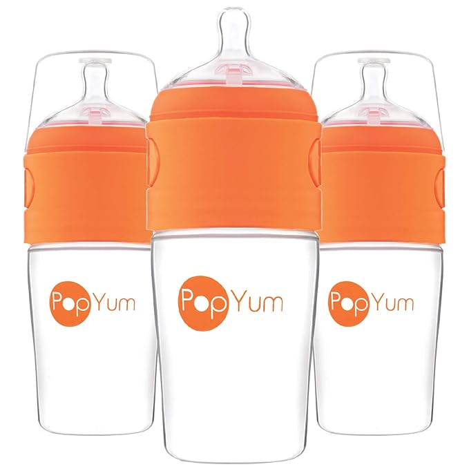 PopYum 9 oz Orange Anti-Colic Formula Making/Mixing/Dispenser Baby Bottles by PopYum