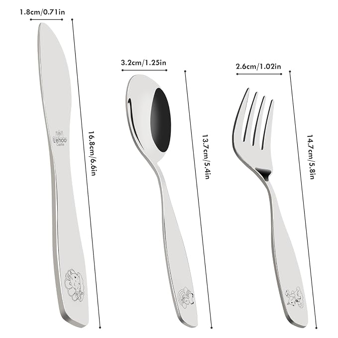 Lehoo Castle Toddler Utensils, Kids Silverware Set Stainless Steel, Metal - Image 7