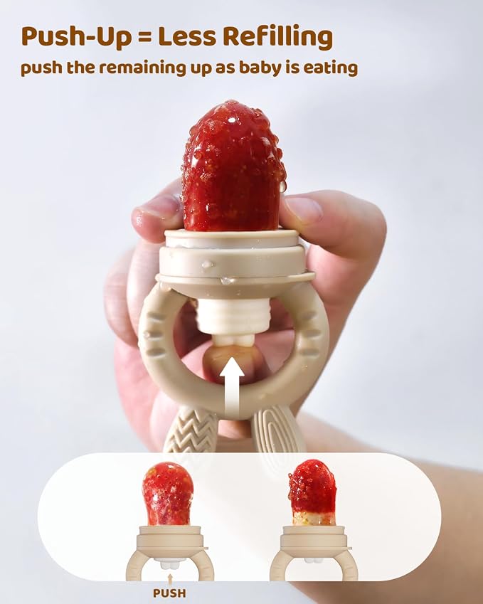 2 Packs Baby Fruit Feeder & Freezer Tray Combo, Push Pop Baby Food Feeder to - Image 3