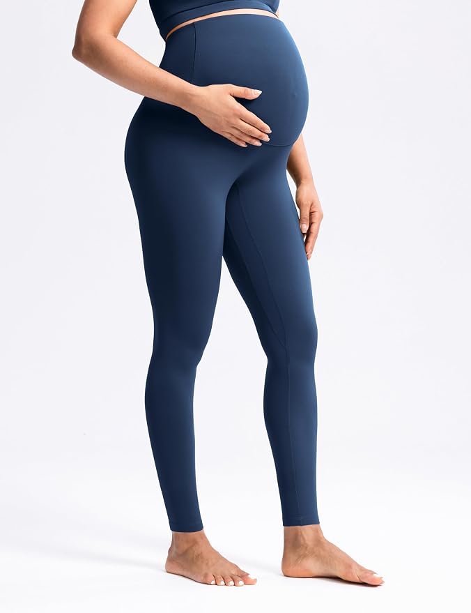 POSHDIVAH Women's Creamluxe Maternity Leggings 25"/28" Over The Belly Pregnancy - Image 3