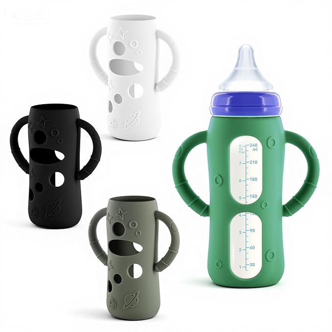 4-Pack Silicone Sleeves for Lansinoh Glass Bottles 8 oz- Starry Sky Design Baby by Luxnary