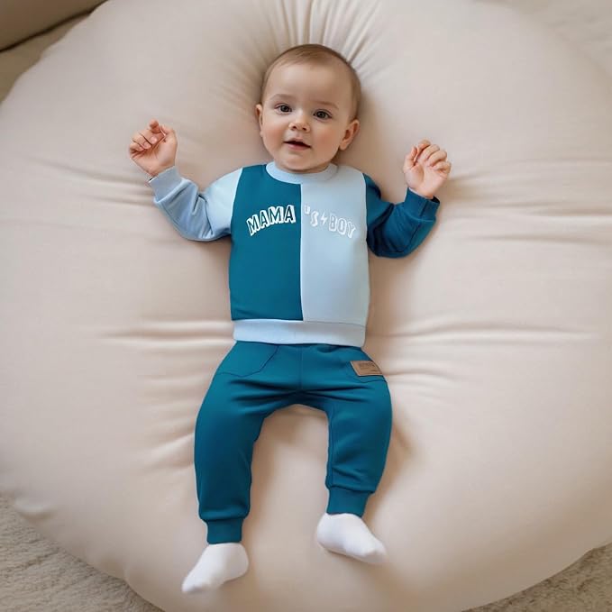 Kupretty Toddler Baby Boy Fall Winter Clothes Color Block Long Sleeve - Image 3
