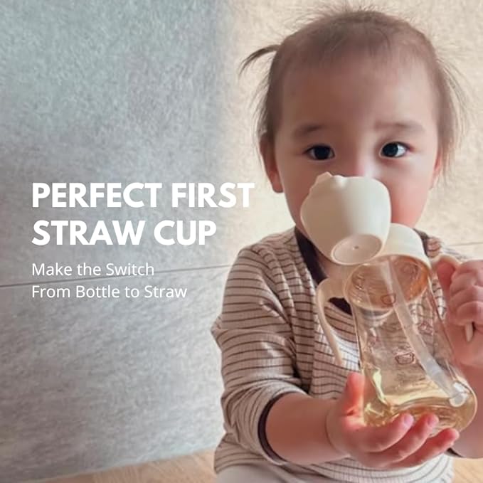 GROSMIMI Flip Top Spill Proof Sippy Cup, BPA Free, 10 oz, Stage 2 Straw - Image 2