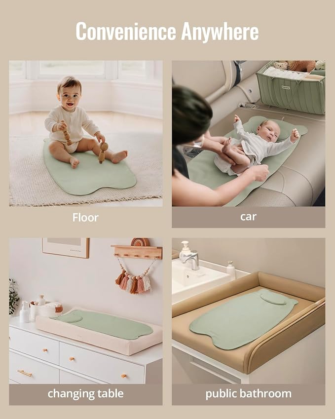 Blissful Diary Vegan Leather Portable Changing Pad, Waterproof Diaper Changing - Image 6