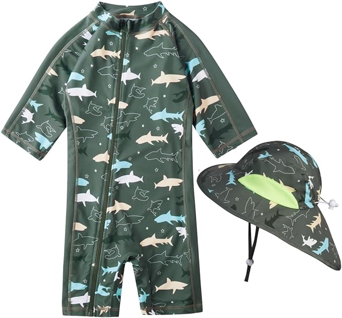 Toddler Baby Boys Swimsuit Rashguard One Piece Zipper Bathing Suit by Unknown
