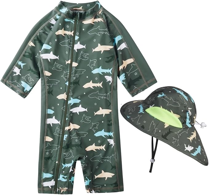 Toddler Baby Boys Swimsuit Rashguard One Piece Zipper Bathing Suit by Unknown