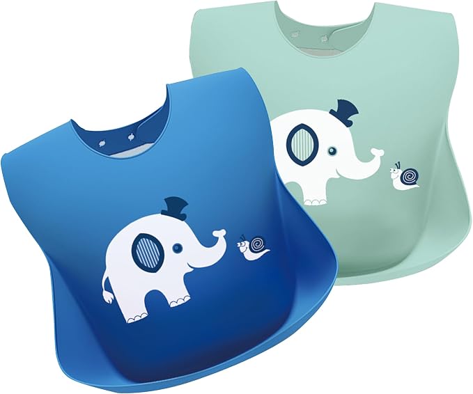 Silicone Bibs for Babies and Toddlers 2 Sets Feeding Bibs for Boy and Girl by Eimmabey