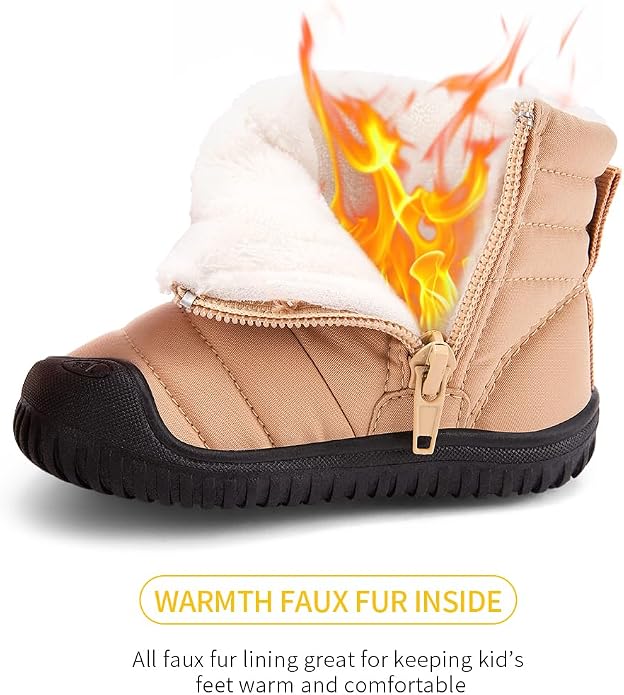 BMCiTYBM Toddler Baby Snow Boots Winter Shoes Boys Girls Cold Weather Baby Faux - Image 3