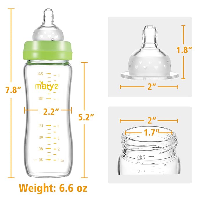 Matyz 8 Ounce Glass Baby Feeding Bottle - Image 6