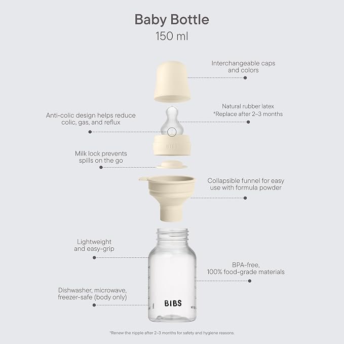 BIBS Baby Bottle 5 oz / 150 ml Silicone Nipple - Image 2