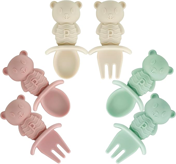 PandaEar 6 Pack Baby Led Weaning Spoons Forks 6+ Months | Silicone Baby Spoons by PandaEar