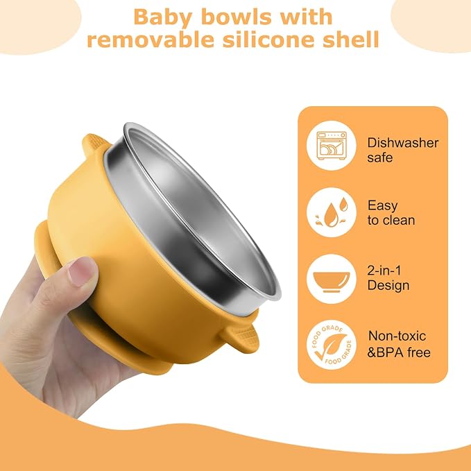 2 Pack Stainless Steel Baby Bowls - Image 6