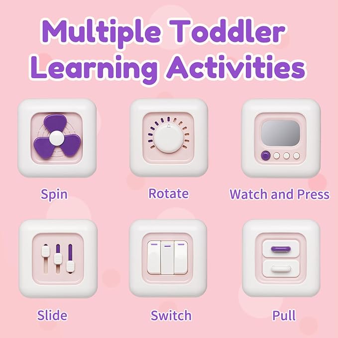 Busy Cube Toy for 1 Year Old Girl Gifts, Montessori for Baby Girl, Travel - Image 3