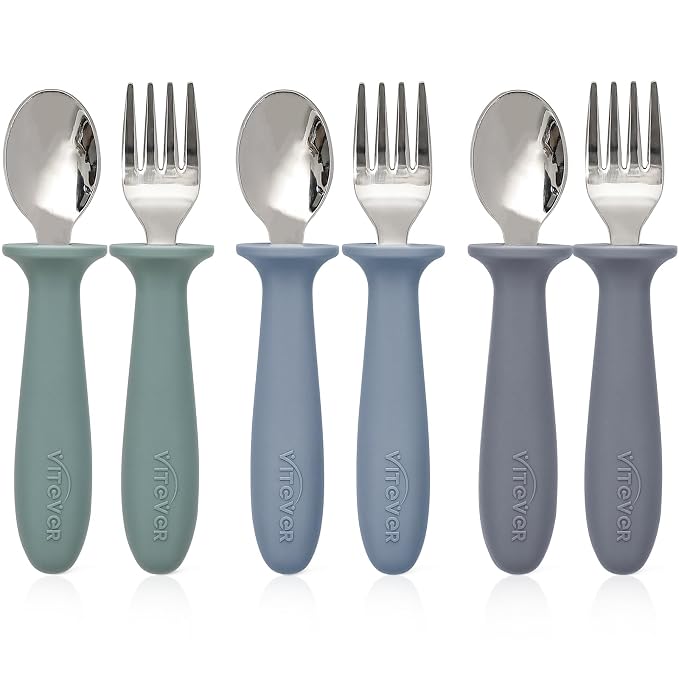6 Pieces Toddler Utensils, Kids Safe Spoons and Forks, Children Silverware Set by VITEVER