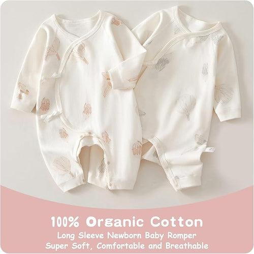 100% Organic Cotton Soft 0-6 Months Unisex Footless Newborn Baby Sleepers - Image 2