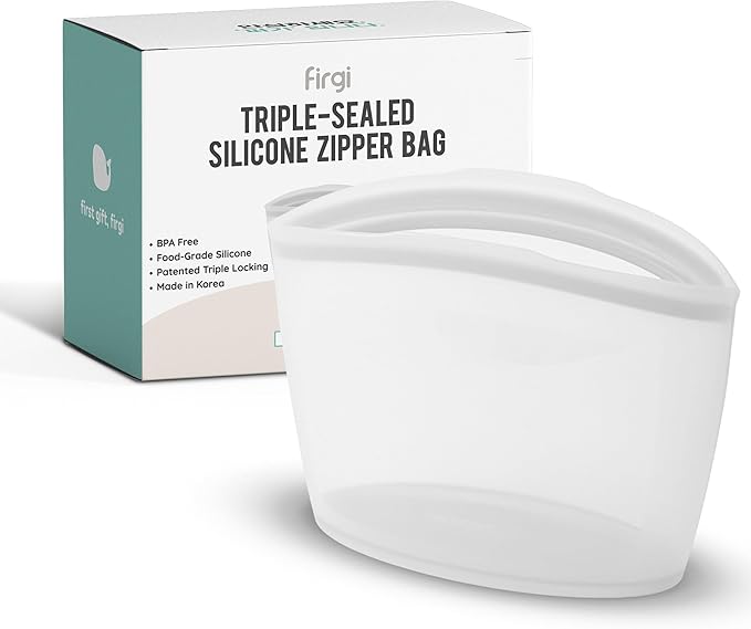 Premium Platinum Silicone Reusable Food Storage Bag 6.3 Cup, Airtight Zip Lock by FIRGI-FirstGift