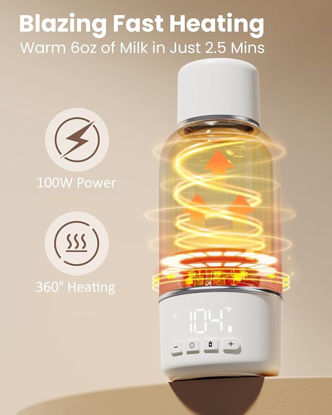 Portable Bottle Warmer for Travel, 2.5 Min Fast Heating for Breast Milk and - Image 2