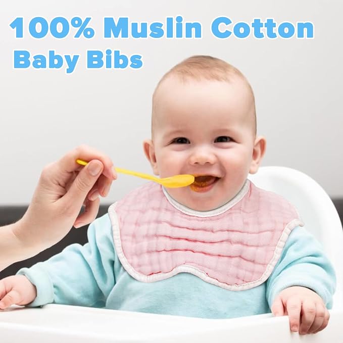 Muslin Baby Bibs for Drooling and Teething Newborn Drool Bibs for Baby Girl Boy - Image 2