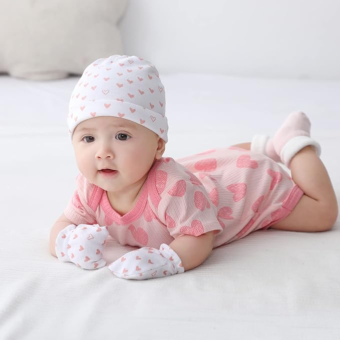 Baby Hat and Mittens Set Newborn Baby Hats Caps - Image 4