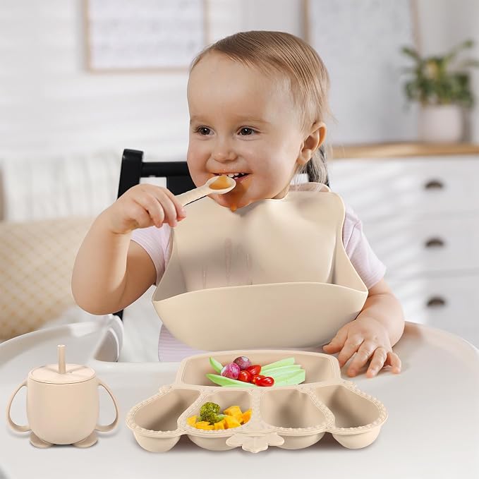 Silicone Baby Feeding Set 10 Pcs Baby Led Weaning Supplies Suction Bowl Divided - Image 7