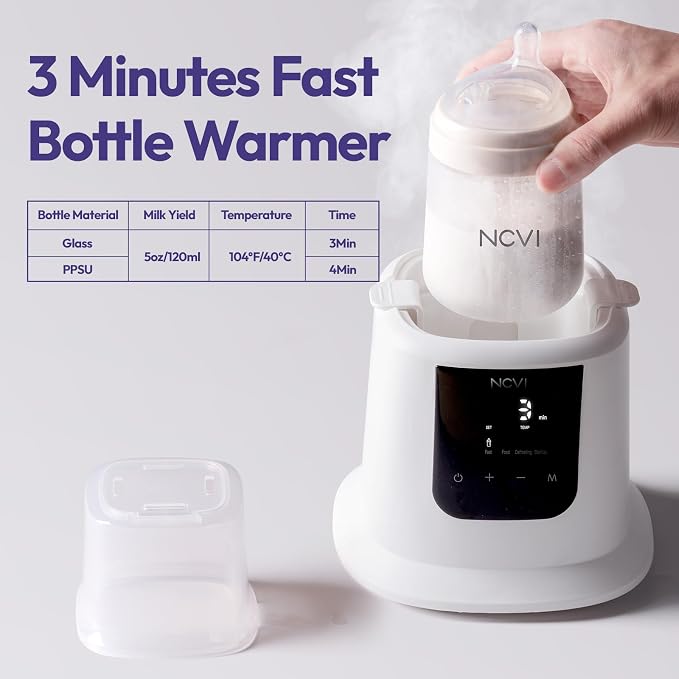 NCVI Baby Milk Warmer 3 Mins Fast Heating 8 in 1 Functions, Infant Breast Milk - Image 2