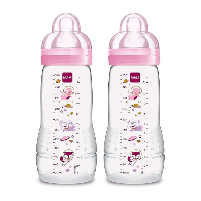 MAM Easy Active Baby Bottles 11oz, Fast Flow Skinsoft Silicone Nipple by MAMBabyUSA