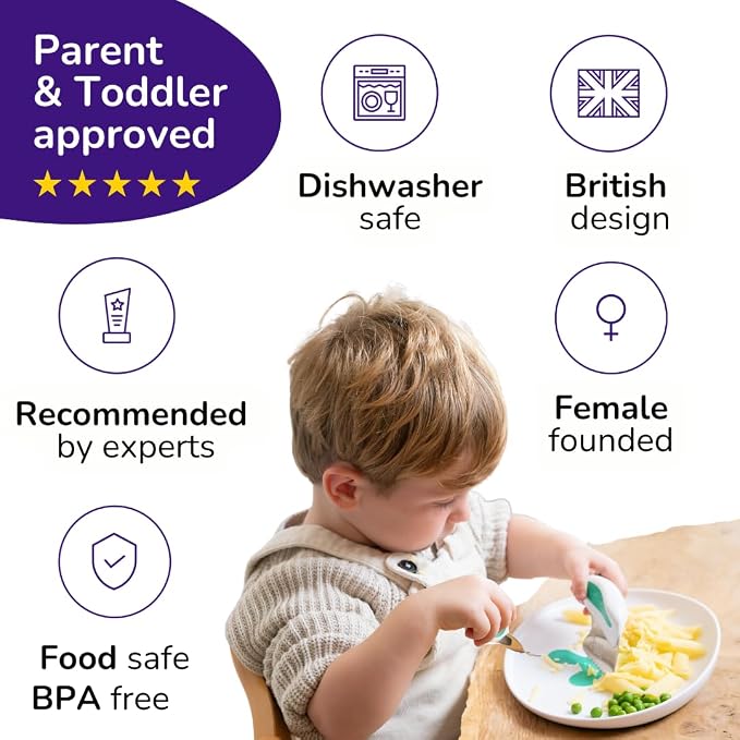 doddl Baby and Toddler Plate, Non-Slip Base, Ergonomic Toddler Dishes - Image 4