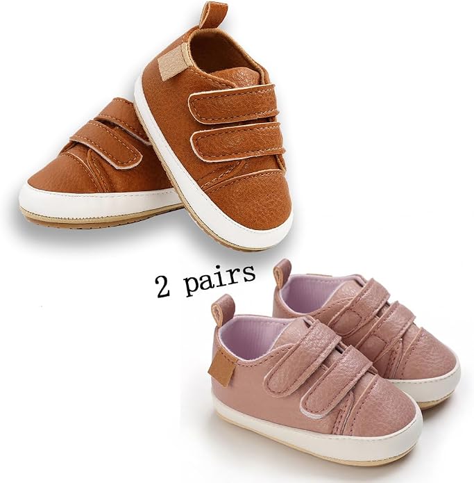 2Pairs Baby Shoes, Boys Girls Non-Slip Rubber Sole Sneakers, Unisex Infant Soft - Image 4