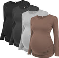 Ecavus Women's Maternity Shirts Long Sleeve Soft Stretchy Pregnancy Tops Side by Ecavus