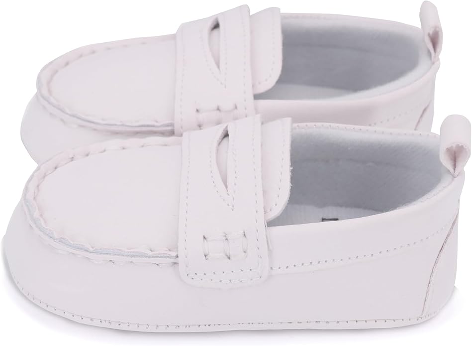 LONSOEN Baby Girls Boys Loafers Prewalker Dress Crib Shoes - Image 5