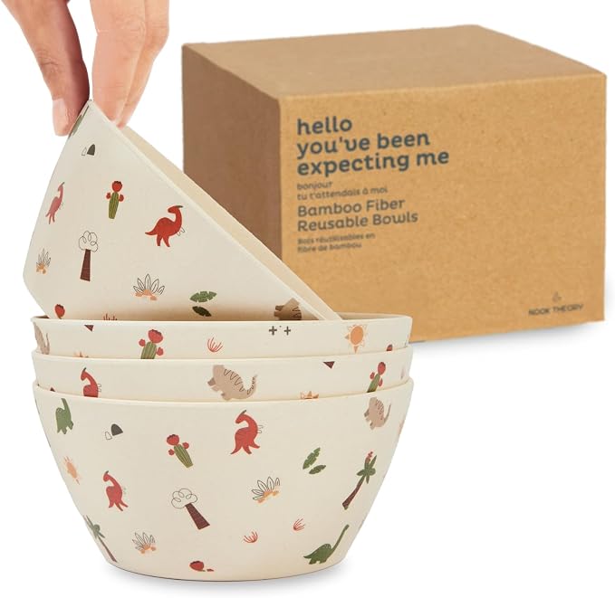 Nook Theory 4 Pack Bamboo Bowls - 22 Oz Reusable Bowl by NookTheory