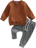 Toddler Baby Boy Clothes Solid Color Long Sleeve Crewneck Sweatshirt Top Casual by MABABY