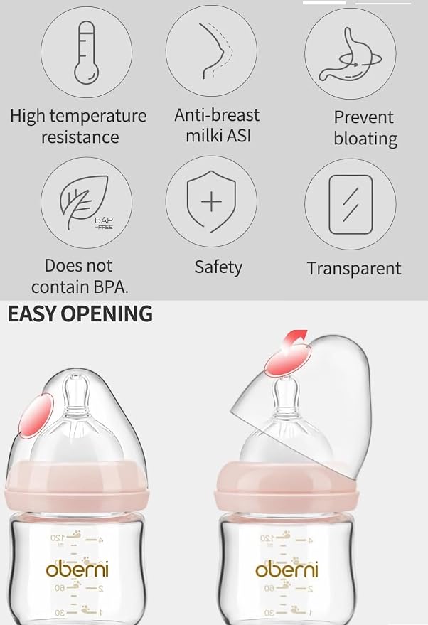 Glass Baby Bottles, Anti Colic Breastfeeding Bottle - Image 9