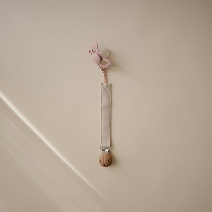 mushie Linen Baby Pacifier Clip Holder | Soft Fabric Strap - Image 3