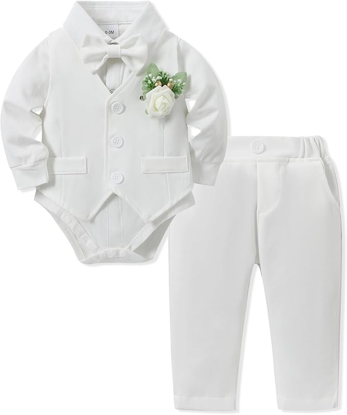 SANMIO Baby Boy Clothes Suits Infant Gentleman Outfit Collared Dress by SANMIO