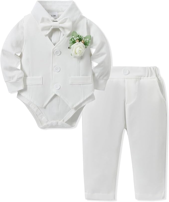 SANMIO Baby Boy Clothes Suits Infant Gentleman Outfit Collared Dress by SANMIO