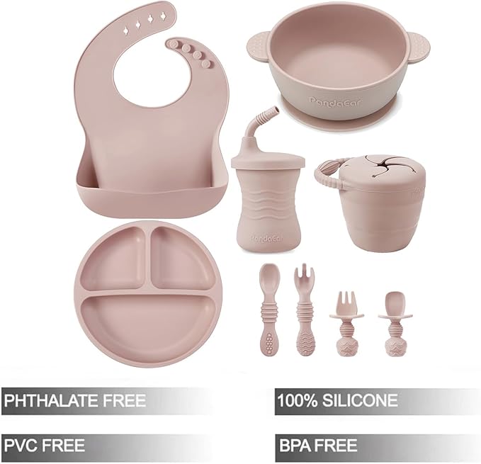 PandaEar Silicone Baby Feeding Set | 9PCS Baby Led Weaning Supplies Self - Image 2