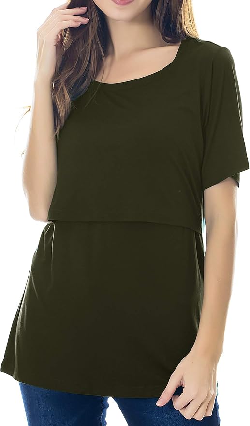 Smallshow Women's Maternity Nursing Tops Short Sleeve Breastfeeding Clothes - Image 6