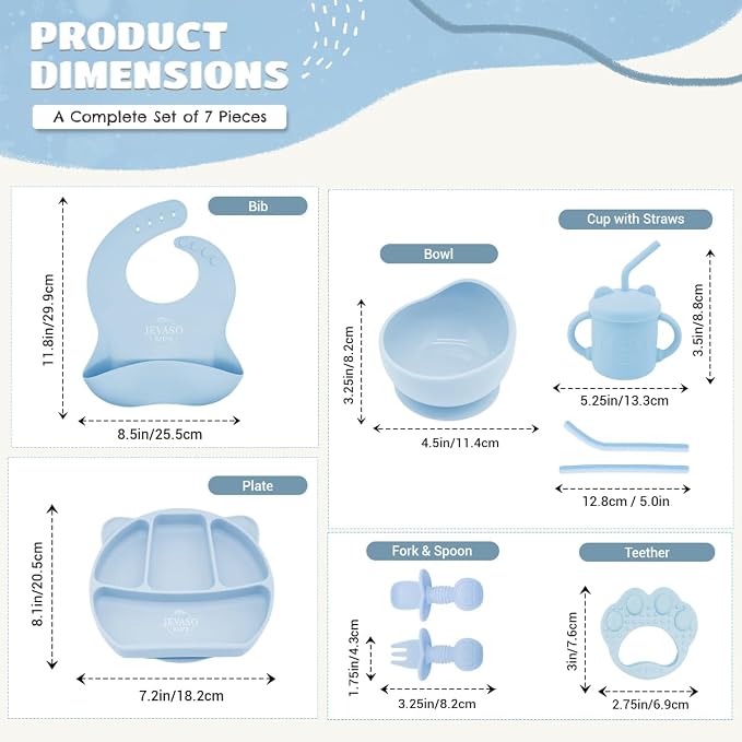 JEVASO Silicone Baby Feeding Set, Baby Led Weaning Supplies, Baby Self Feeding - Image 3