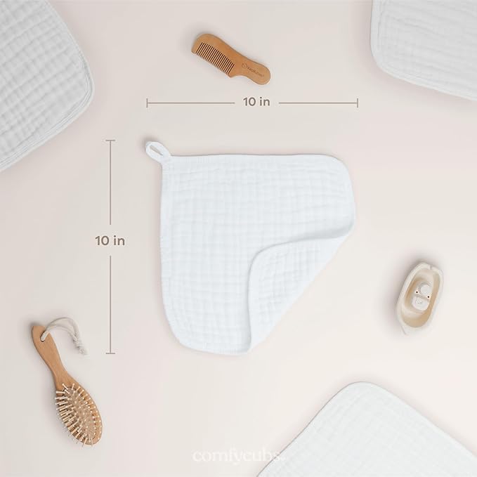 Comfy Cubs Muslin Baby Washcloths 10 Pack - Image 3